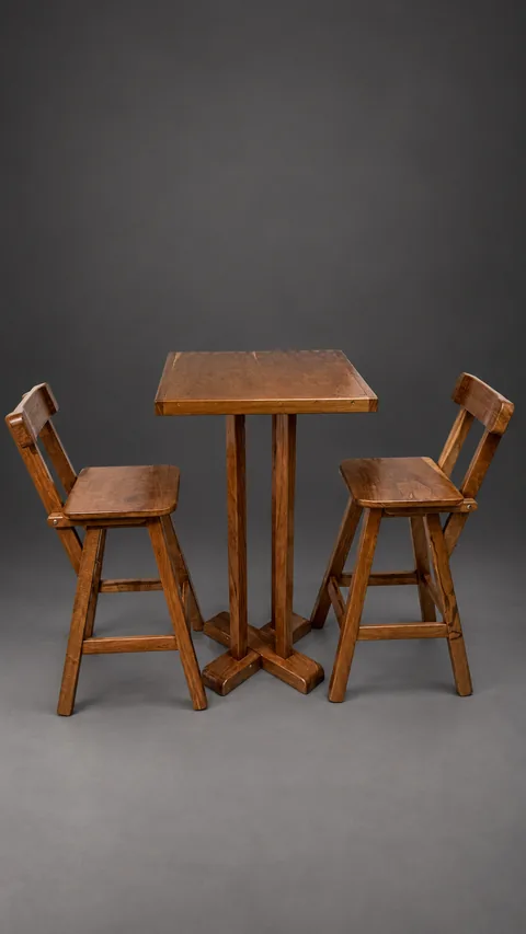 Juego de Mesa Alta y Butaca con Respaldo de madera, hecho por DPINOS en Caaguazú